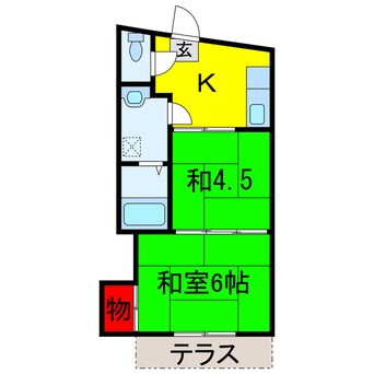 間取図 小湊鉄道/光風台駅 徒歩6分 1階 築36年