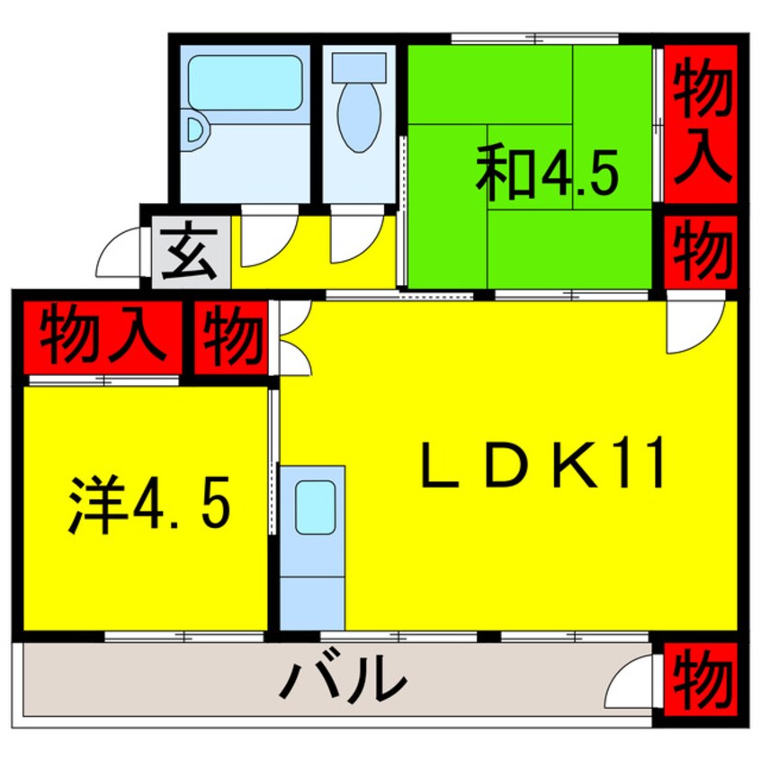 間取図 内房線/八幡宿駅 車移動　16分5km 5階 築51年