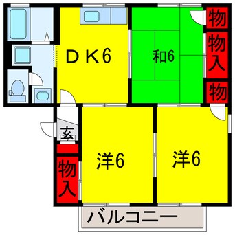 間取図 内房線/五井駅 徒歩12分 1階 築30年