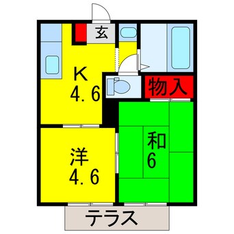 間取図 内房線/五井駅 徒歩23分 1階 築26年