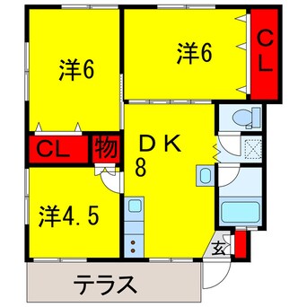 間取図 外房線/茂原駅 徒歩11分 1階 築38年