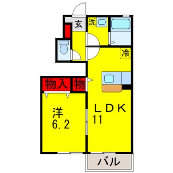 間取図 内房線/五井駅 徒歩17分 1階 築12年