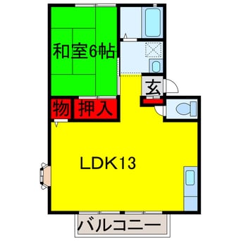 間取図 内房線/五井駅 徒歩16分 1階 築32年