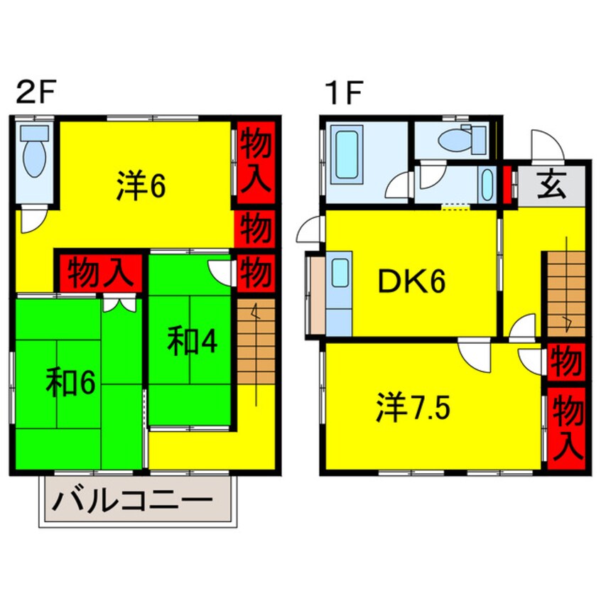 間取図 小湊鉄道/馬立駅 徒歩10分 1-2階 築50年