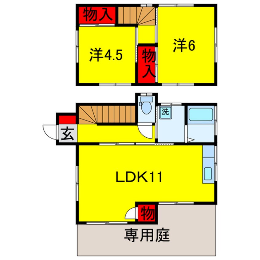 間取図 小湊鉄道/上総川間駅 徒歩11分 1-2階 築48年