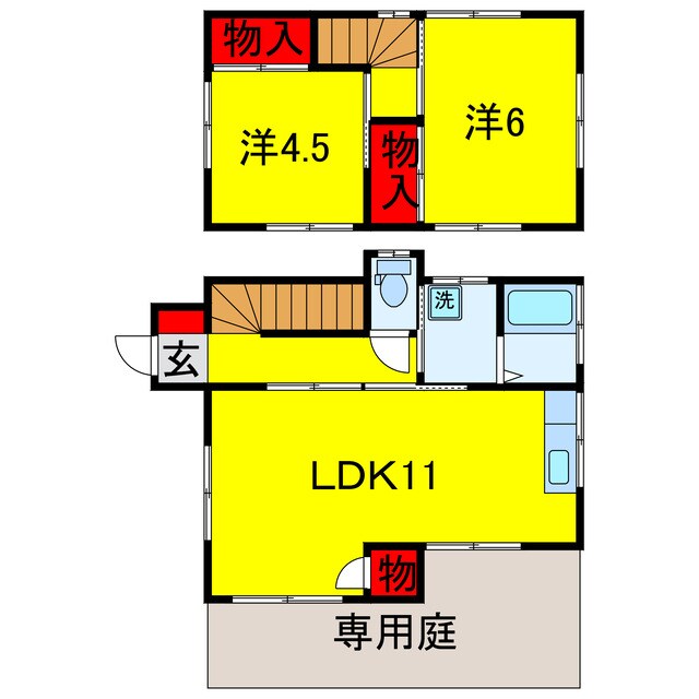 間取り図 小湊鉄道/上総川間駅 徒歩11分 1-2階 築49年