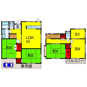 間取図 小湊鉄道/上総鶴舞駅 徒歩33分 1-2階 築33年