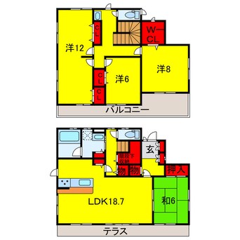 間取図 京成千葉線・千原線/ちはら台駅 徒歩46分 1-2階 築15年