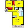 グランソレイユ 2LDKの間取り