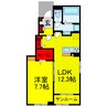 アルタハイムA 1LDKの間取り