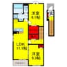 アルタハイムA 2LDKの間取り