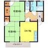 ウッドパレス旭 2DKの間取り