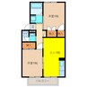 セジュール名濃Ｂ棟 2DKの間取り