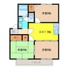 リバーサイド北小杉 3DKの間取り