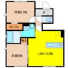 仮）JA賃貸　犬山市横町A 2LDKの間取り