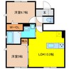 仮）JA賃貸　犬山市横町B 2LDKの間取り
