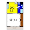 ルミナス原 1DKの間取り