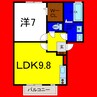 ルピナＢ 1LDKの間取り