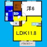 ルピナＢ 1LDKの間取り