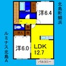 ルミナス北島Ａ 2LDKの間取り