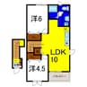 ルシェルブルー 2LDKの間取り