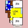 ロイヤルファイン参番館 2LDKの間取り