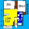 サンシェールＢ 2LDKの間取り