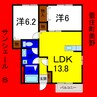 サンシェールＢ 2LDKの間取り