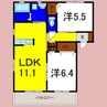 パークハウス北島Ｂ 2LDKの間取り
