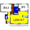 ブランシェ川内Ⅲ 2LDKの間取り