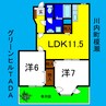 グリーンヒルＴＡＤＡ　Ｂ 2LDKの間取り