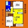 サンシェールＡ 2LDKの間取り