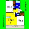 リヴェール北島 2LDKの間取り