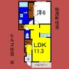 ヒルズ住吉Ｂ 1LDKの間取り