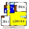 シャーメゾン川内Ｂ 2LDKの間取り