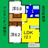 アビタシオン勝瑞Ｇ 2LDKの間取り