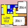 グランドゥールＡ 2LDKの間取り