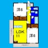 リベール川内 2LDKの間取り