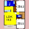 サニーコートＡ 2LDKの間取り