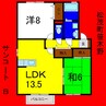 サンコートＢ 2LDKの間取り