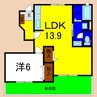 ガーデンハウスＴＡＤＡ　Ａ 1LDKの間取り