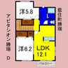 アビタシオン勝瑞Ｄ 2LDKの間取り