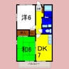 エザンス中谷 2DKの間取り