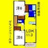 グランドゥールＢ 2LDKの間取り