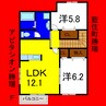 アビタシオン勝瑞Ｆ 2LDKの間取り