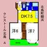 クレストール北島Ａ 2DKの間取り