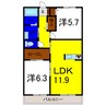 ロイヤルステージＩ 2LDKの間取り