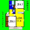 シャーメゾンＦ１ 2LDKの間取り