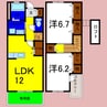 グレースコートＣ 2LDKの間取り