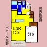 ボヌール旭野 1LDKの間取り